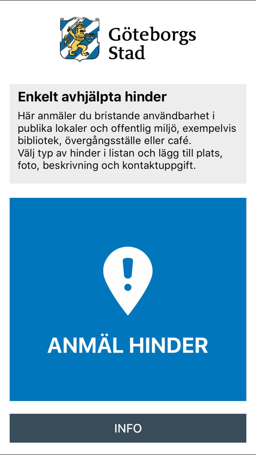 Göteborg Stad - app anmäl hinder - 1